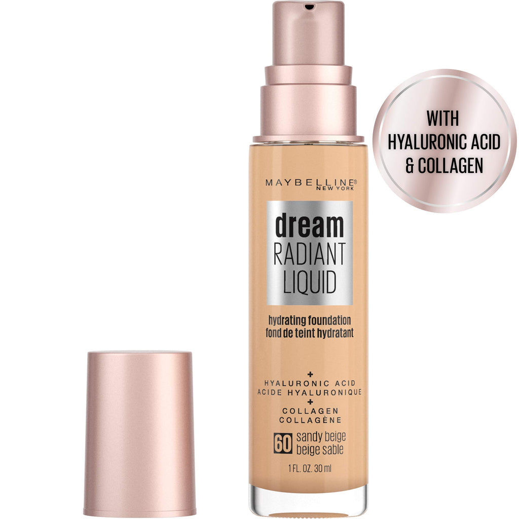 Maybelline dream Radiant Liquid Medium Coverage Hydrating Makeup, Lightweight Liquid Foundation, Alabaster, 1 Fl. Oz