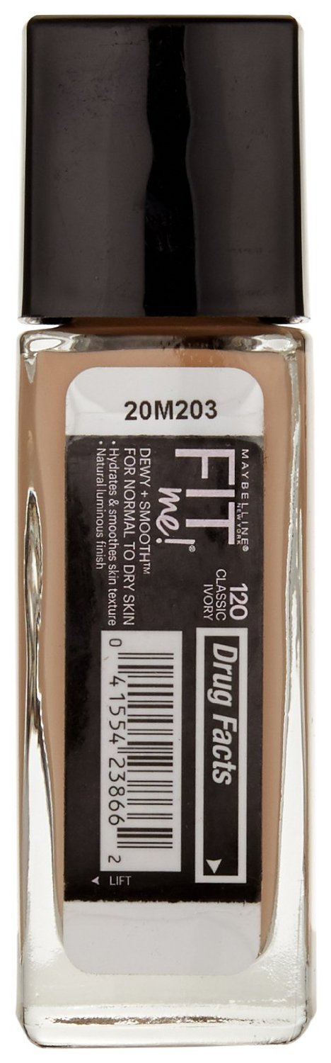 Maybelline New York Fit Me! Foundation, Classic Ivory [120], 1 oz (Pack of 2)