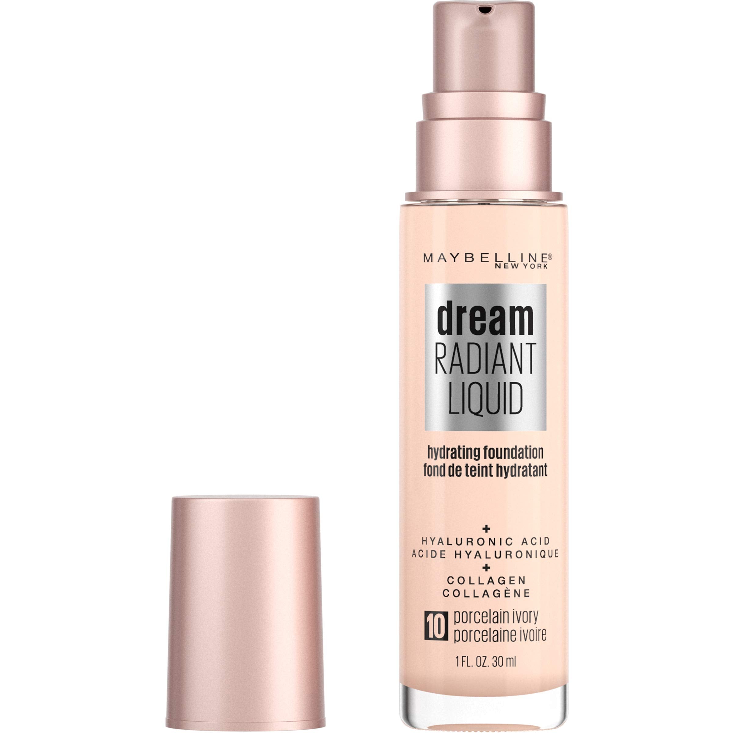 Maybelline dream Radiant Liquid Medium Coverage Hydrating Makeup, Lightweight Liquid Foundation, Alabaster, 1 Fl. Oz