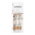 KISS imPRESS Limited Edition Holiday Press-On Nails, Short Size Square Fake Nails, with Prep Pad, Mini Nail File, Cuticle Stick, & 30 False Nails
