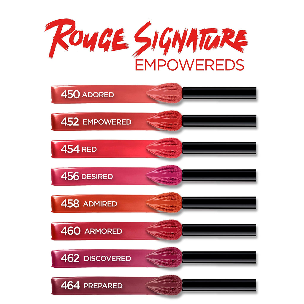 L'Oréal Paris Makeup Rouge Signature, Lasting Matte Lip Stain, Ultra Lightweight, Ultra Comfortable, High Pigment Color, Precise Applicator Shapes & Lines Lips