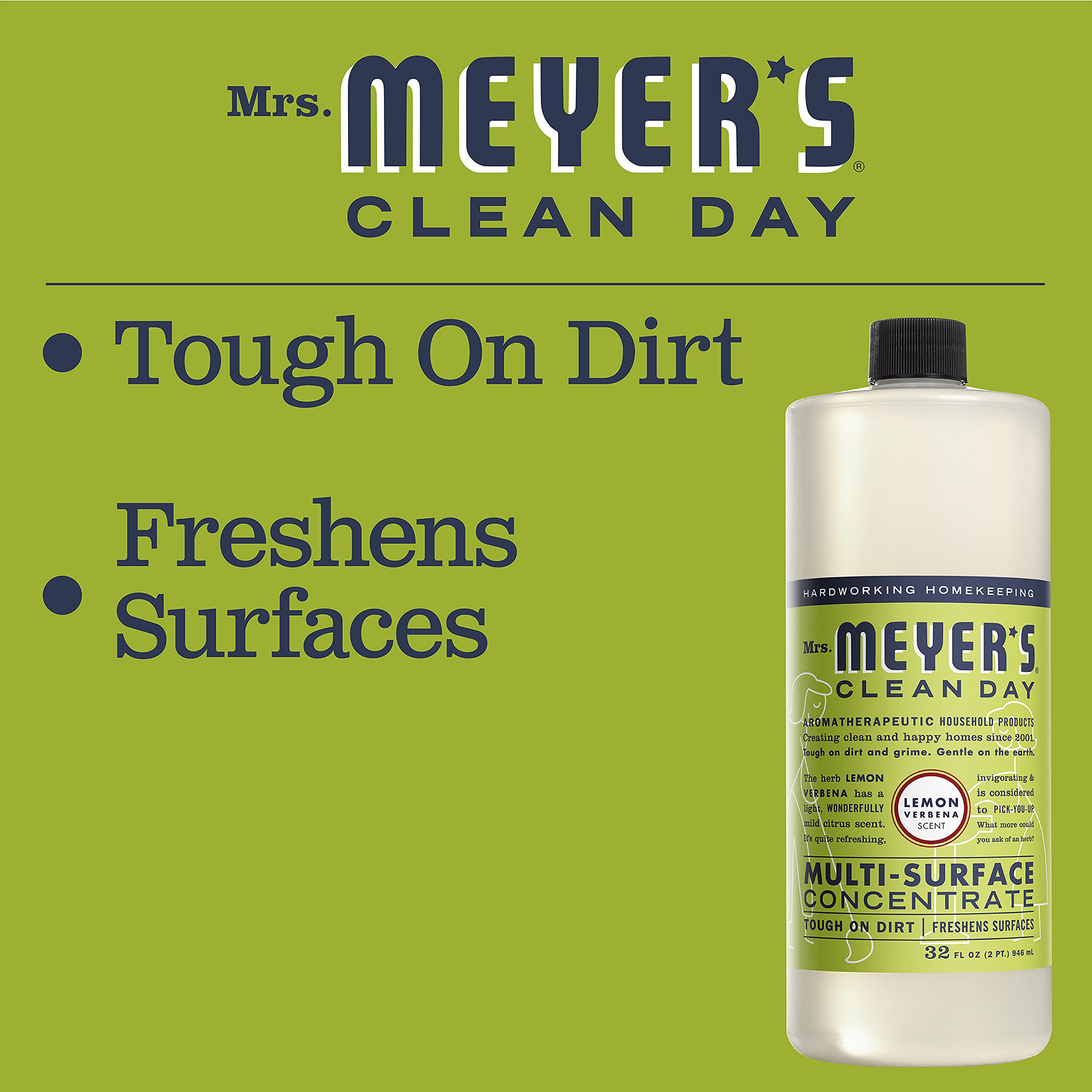 Mrs. Meyer's Clean Day Multi-Surface Concentrate Bottle, Lemon Verbena Scent, 32 Fl oz (Pack of 1)