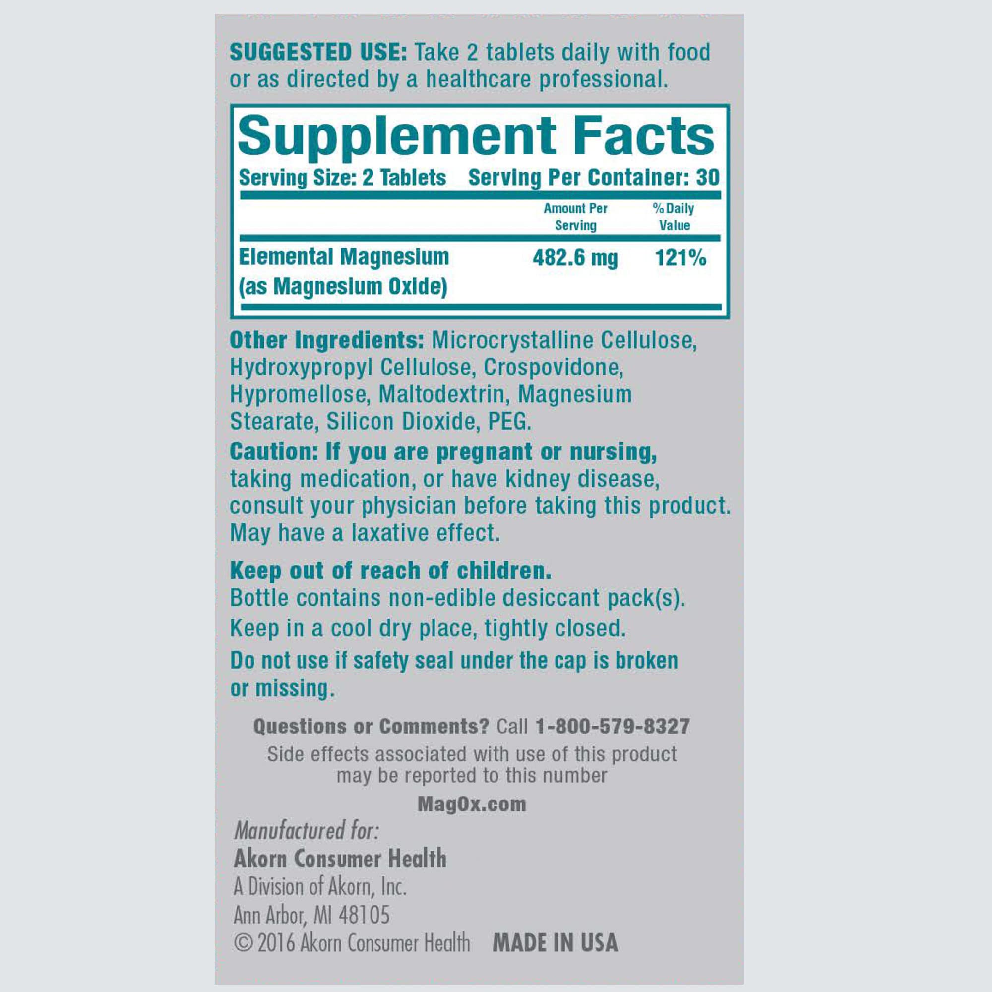 Mag-Ox 400 Magnesium Mineral Dietary Supplement Tablets