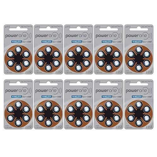 Power One Size 312 Hearing aid Battery Box of 60