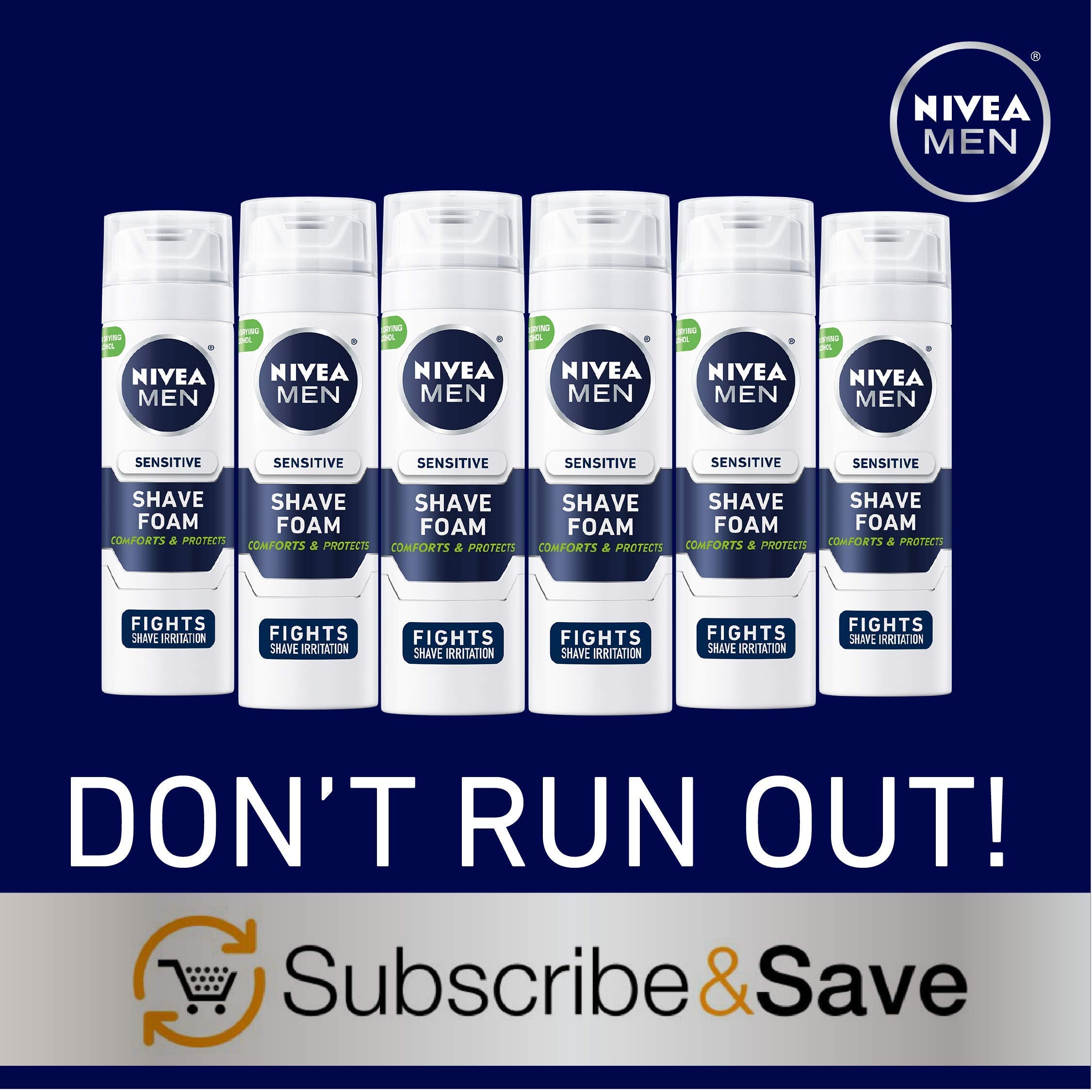 NIVEA MEN Sensitive Shave Foam with Vitamin E, Soothing Chamomile and Witch Hazel Extracts, 7 Oz Can (Pack of 1)