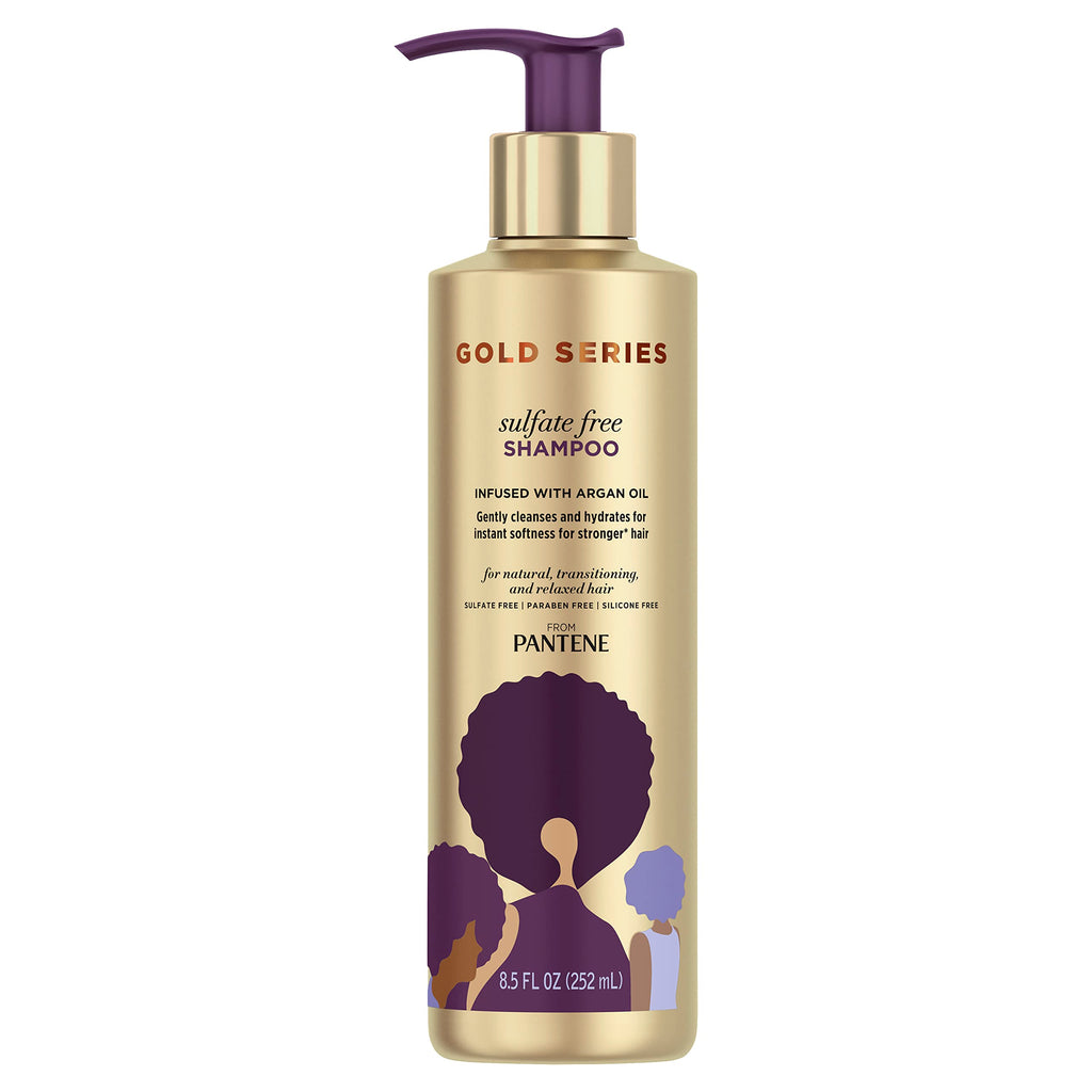 Pantene Gold Series Argan Oil from ProV for Natural and Curly Textured Hair, Sulfate Free Shampoo