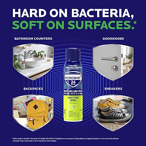 Microban 24 Hour Disinfectant Sanitizing Spray, Fresh Scent, 15oz