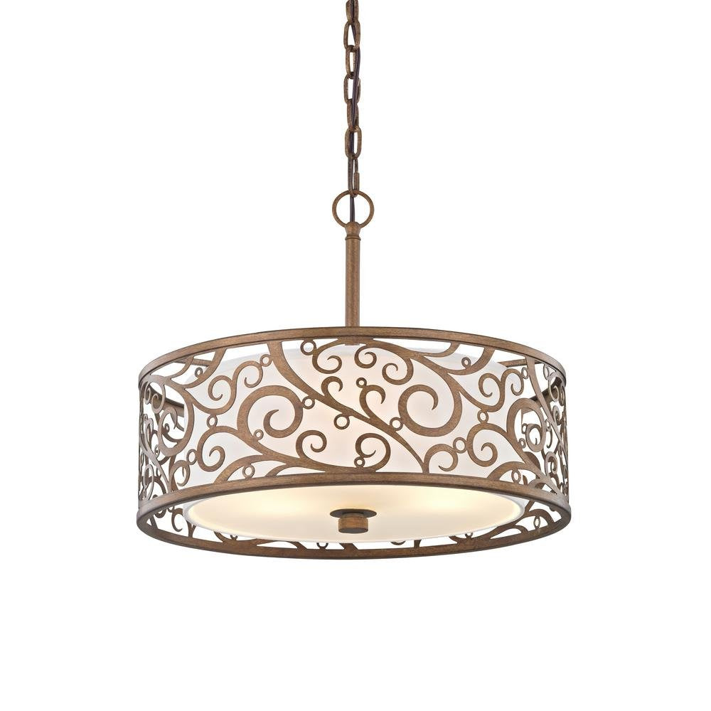 Fifth and Main HD-1073-I Carousel 3 Light 18" Pendant, Burnished Gold