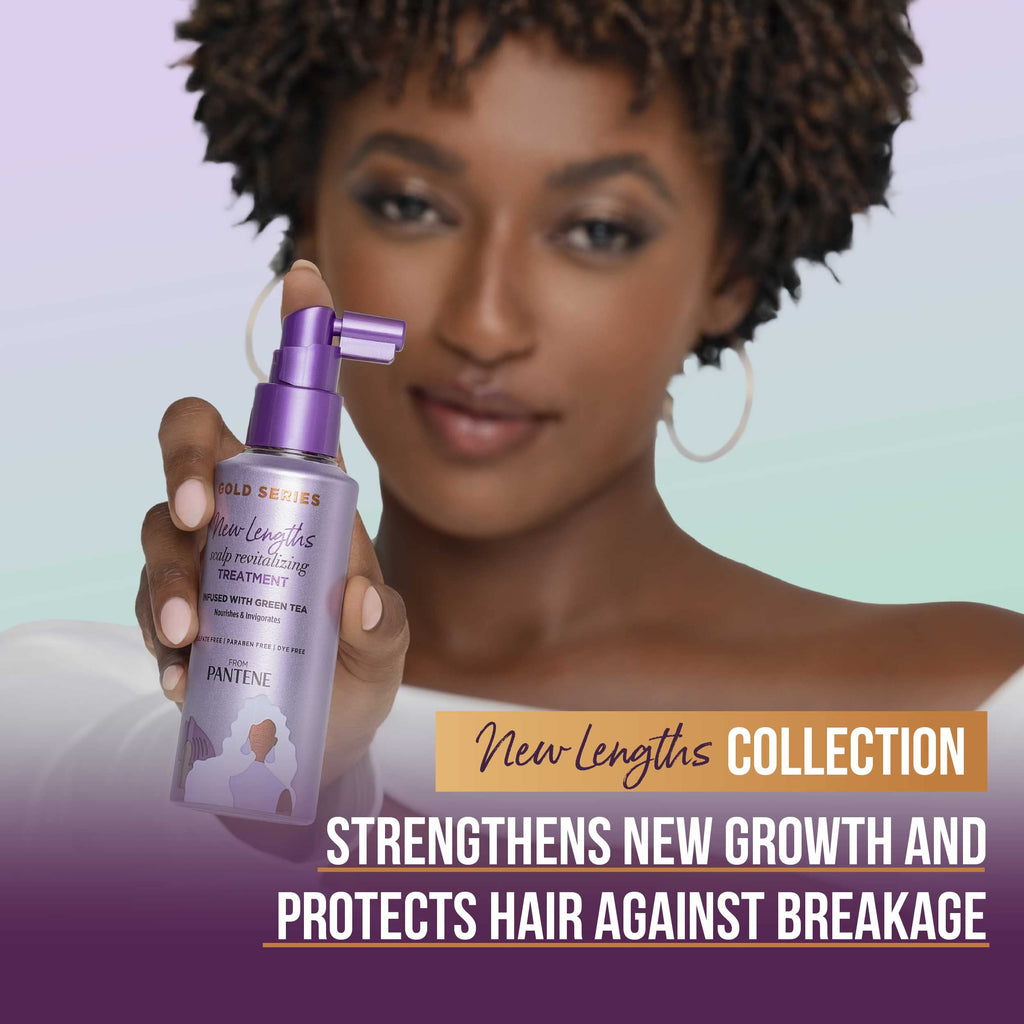 Pantene Gold Series New Lengths Scalp Revitalizing Treatment, 4.2 Fl Oz Scalp Treatment Infused with Green Tea, Moisturizes, Strengthens and Protects from the Root for Visibly Longer Hair