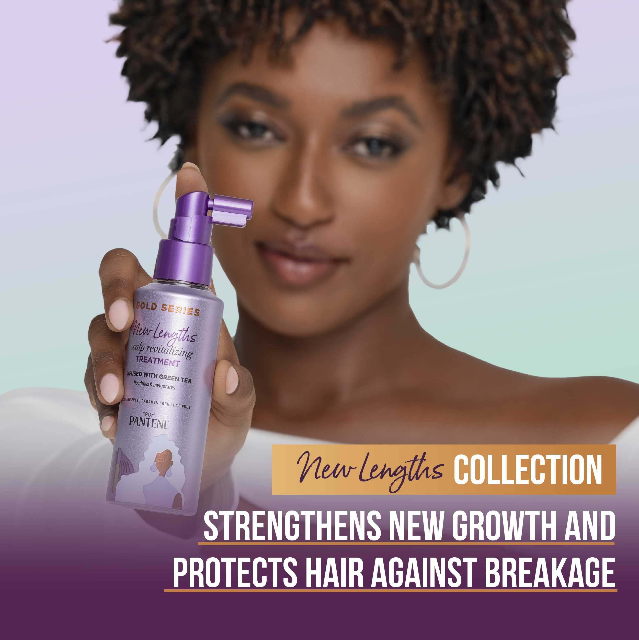 Pantene Gold Series New Lengths Scalp Revitalizing Treatment, 4.2 Fl Oz Scalp Treatment Infused with Green Tea, Moisturizes, Strengthens and Protects from the Root for Visibly Longer Hair
