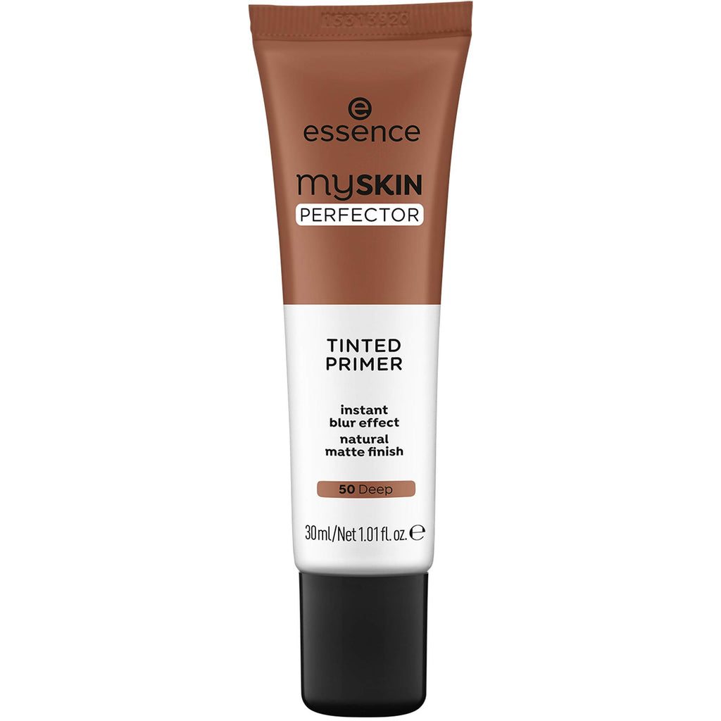 essence | My Skin Perfector Tinted Primer | Instant Blur Effect & Natural Matte Finish | Vegan, Paraben Free, Oil Free | Cruelty Free | (50 | Deep)