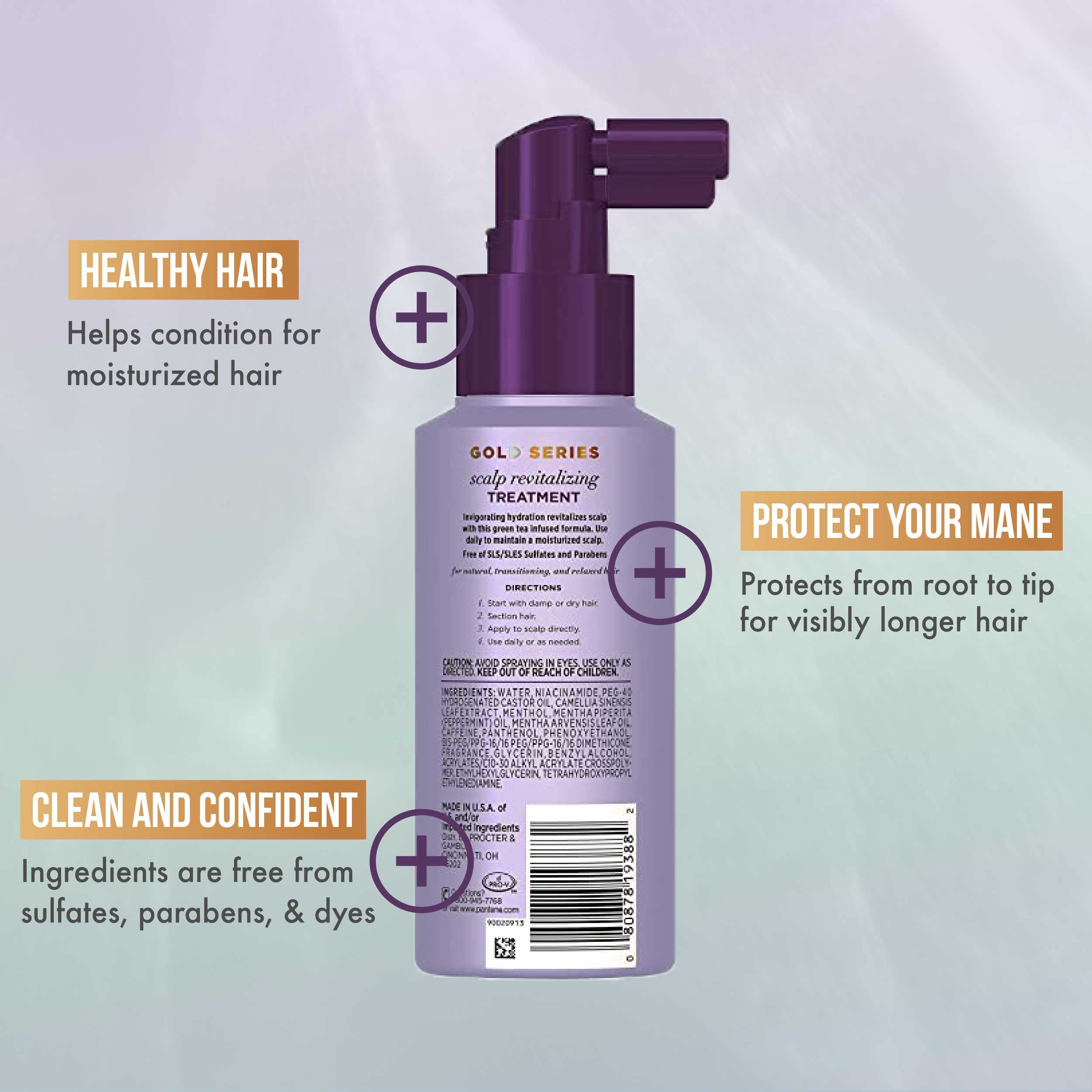 Pantene Gold Series New Lengths Scalp Revitalizing Treatment, 4.2 Fl Oz Scalp Treatment Infused with Green Tea, Moisturizes, Strengthens and Protects from the Root for Visibly Longer Hair