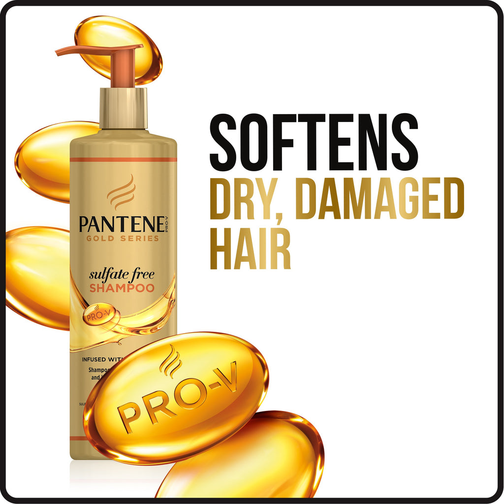 Pantene Gold Series Argan Oil from ProV for Natural and Curly Textured Hair, Sulfate Free Shampoo