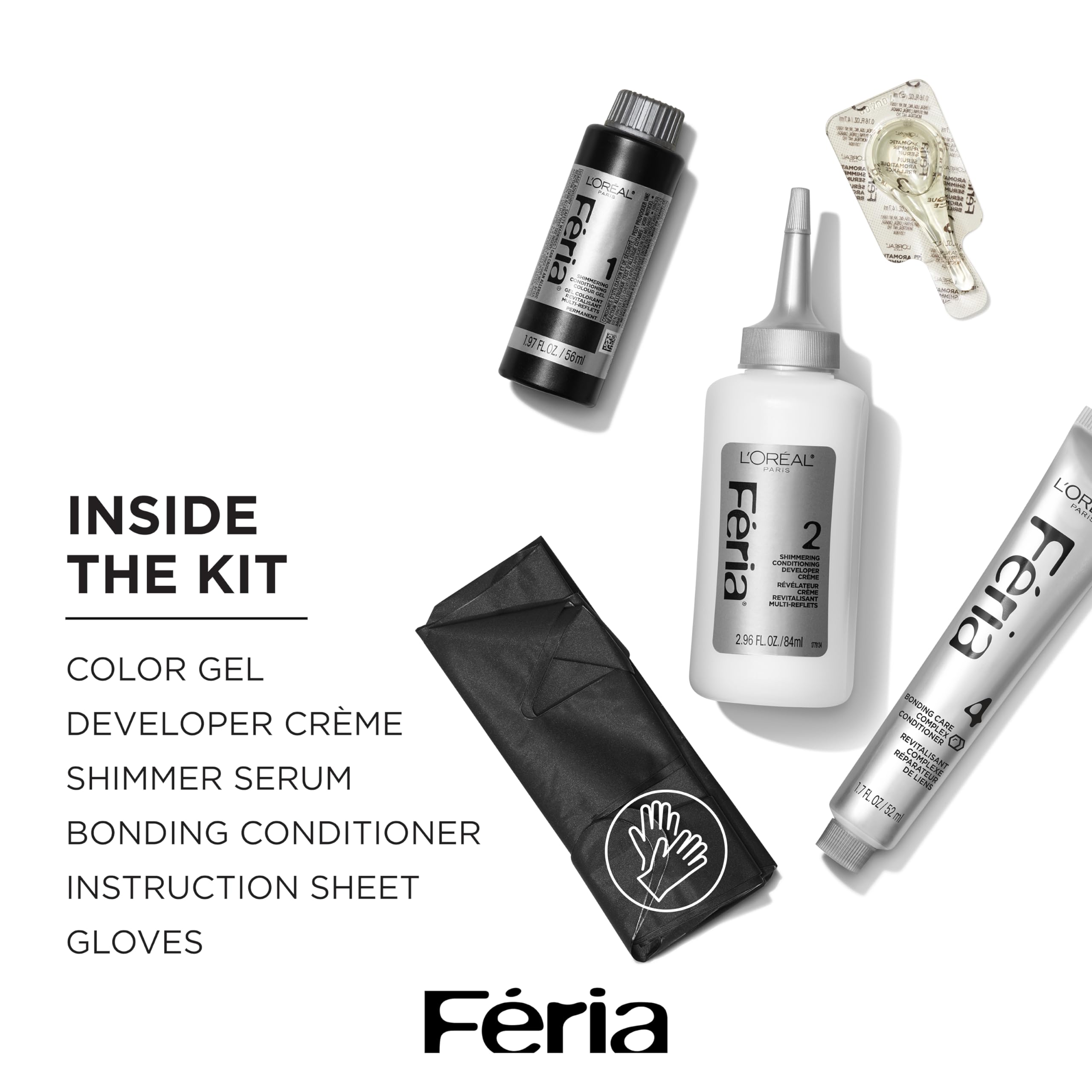 L'Oreal Paris Feria Midnight Bold Multi-Faceted Permanent Hair Dye, One-Step Hair Color Kit for Dark Hair, No Bleach Required, Orchid Glow