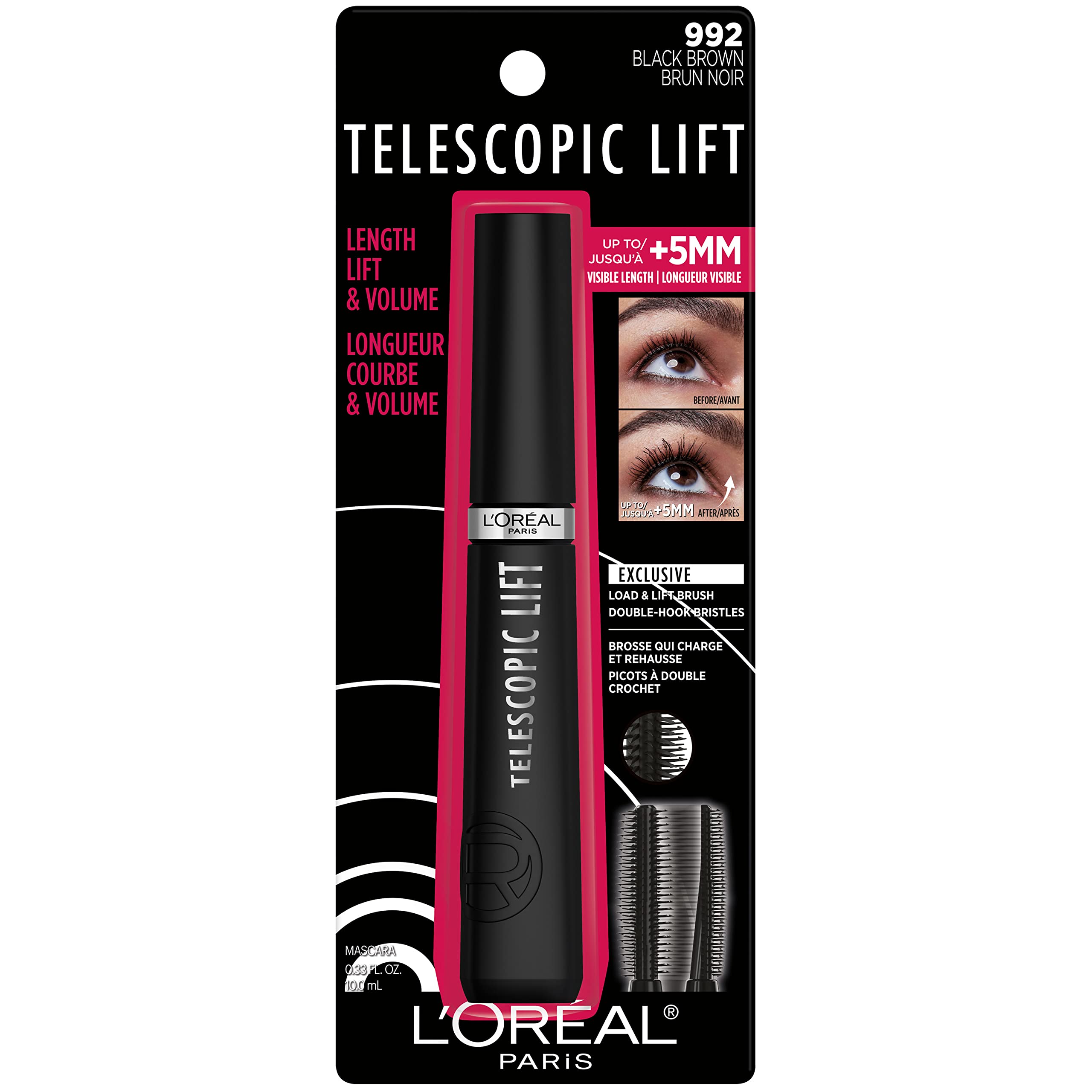 L’Oréal Paris Telescopic Lift Washable Mascara, Lengthening and Volumizing Eye Makeups