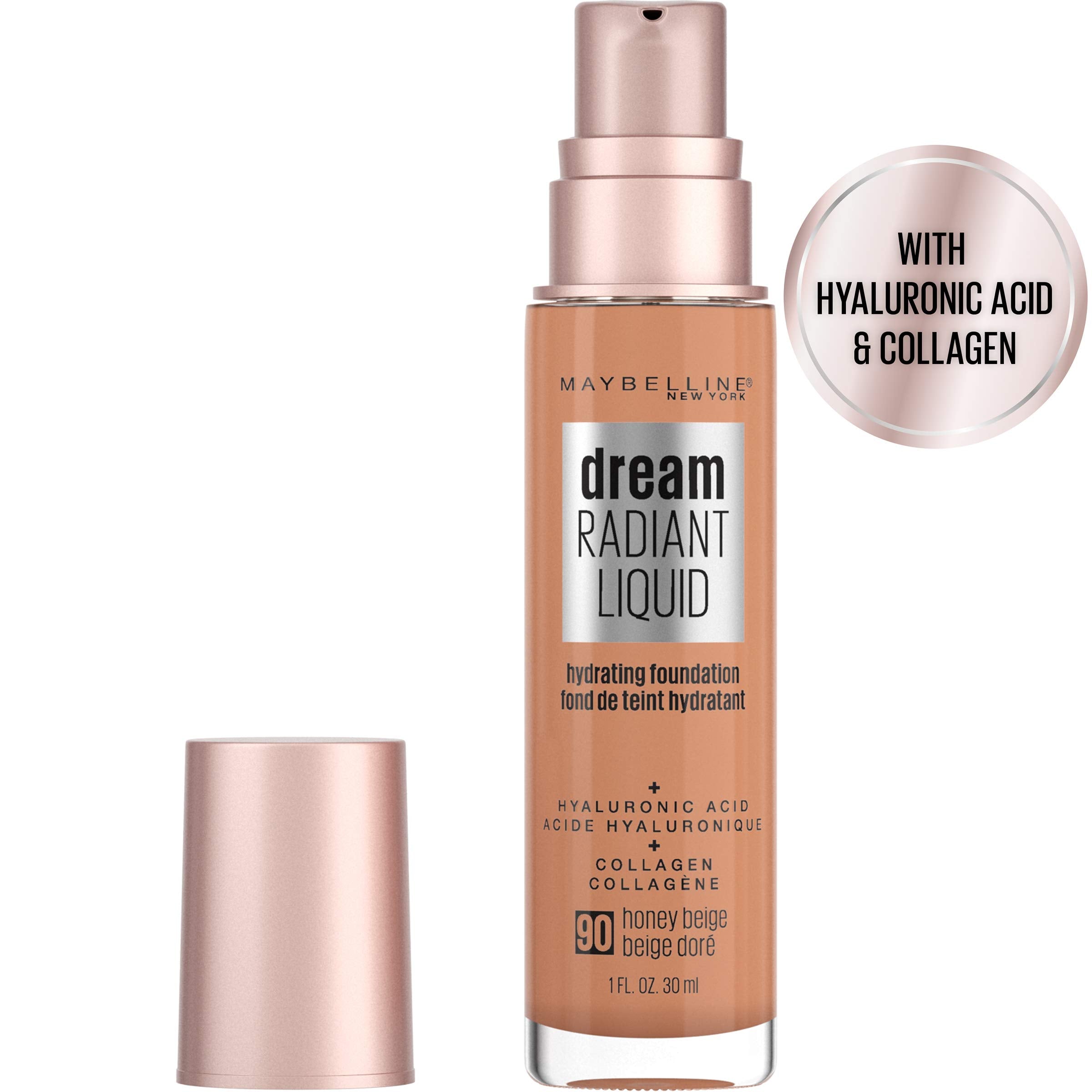 Maybelline dream Radiant Liquid Medium Coverage Hydrating Makeup, Lightweight Liquid Foundation, Alabaster, 1 Fl. Oz