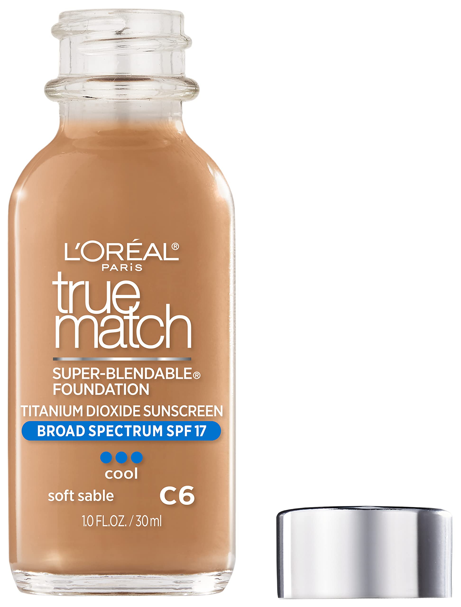 L’Oréal Paris Makeup True Match Super-Blendable Liquid Foundation, Soft Sable C6, 1 Fl Oz,1 Count