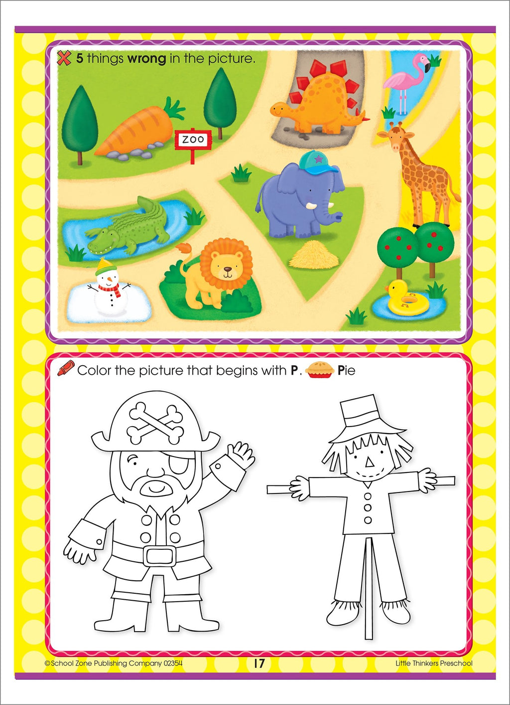 School Zone Little Thinkers Preschool Workbook: 64 Pages, Pre-K, Compare and Contrast, Critical Thinking, Problem-Solving, Matching, Ages 3 to 5 (Little Thinkers Book Series)