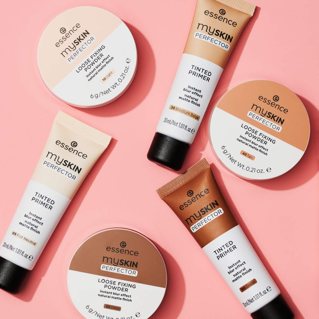 essence | My Skin Perfector Tinted Primer | Instant Blur Effect & Natural Matte Finish | Vegan, Paraben Free, Oil Free | Cruelty Free | (40 | Tan)