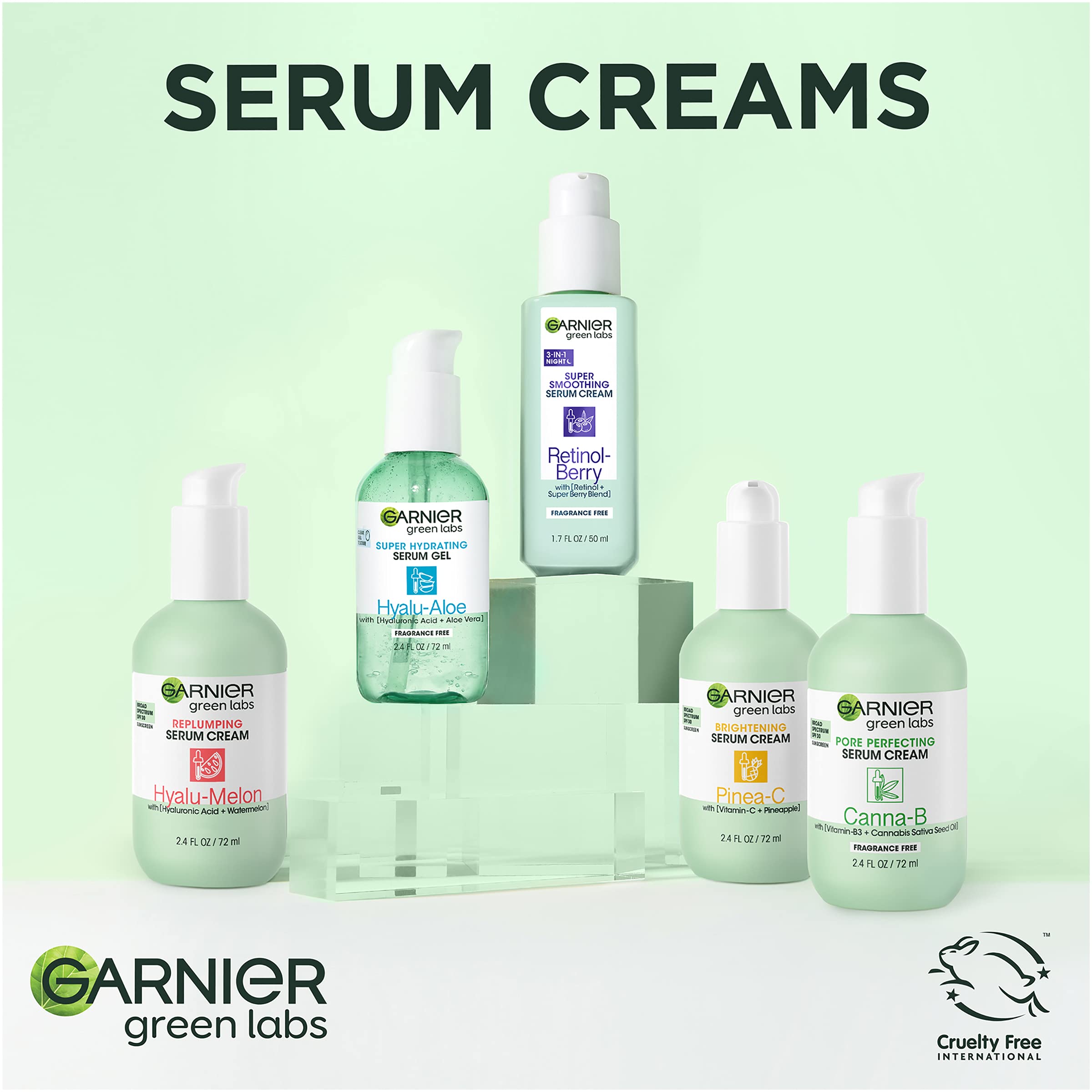 Garnier Green Labs Amino-Berry Soft Gentle Facial Cream Cleanser Hydrates and Soothes Skin, 5.07 fl oz