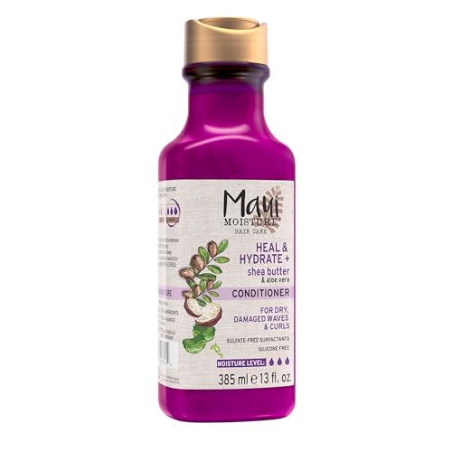 Maui Moisture Heal & Hydrate + Shea Butter Conditioner to Repair & Deeply Moisturize Tight Curly Hair with Coconut & Macademia Oils, Vegan, Silicone, Paraben & Sulfate-Free, 13 fl oz