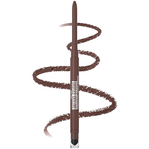Maybelline TattooStudio Liquid Ink Liner Up To 36HR Wear, Sweat Resistant, Smudge Resistant, No Mess Removal, Longwear Liquid Eyeliner Makeup, Dark Henna Brown