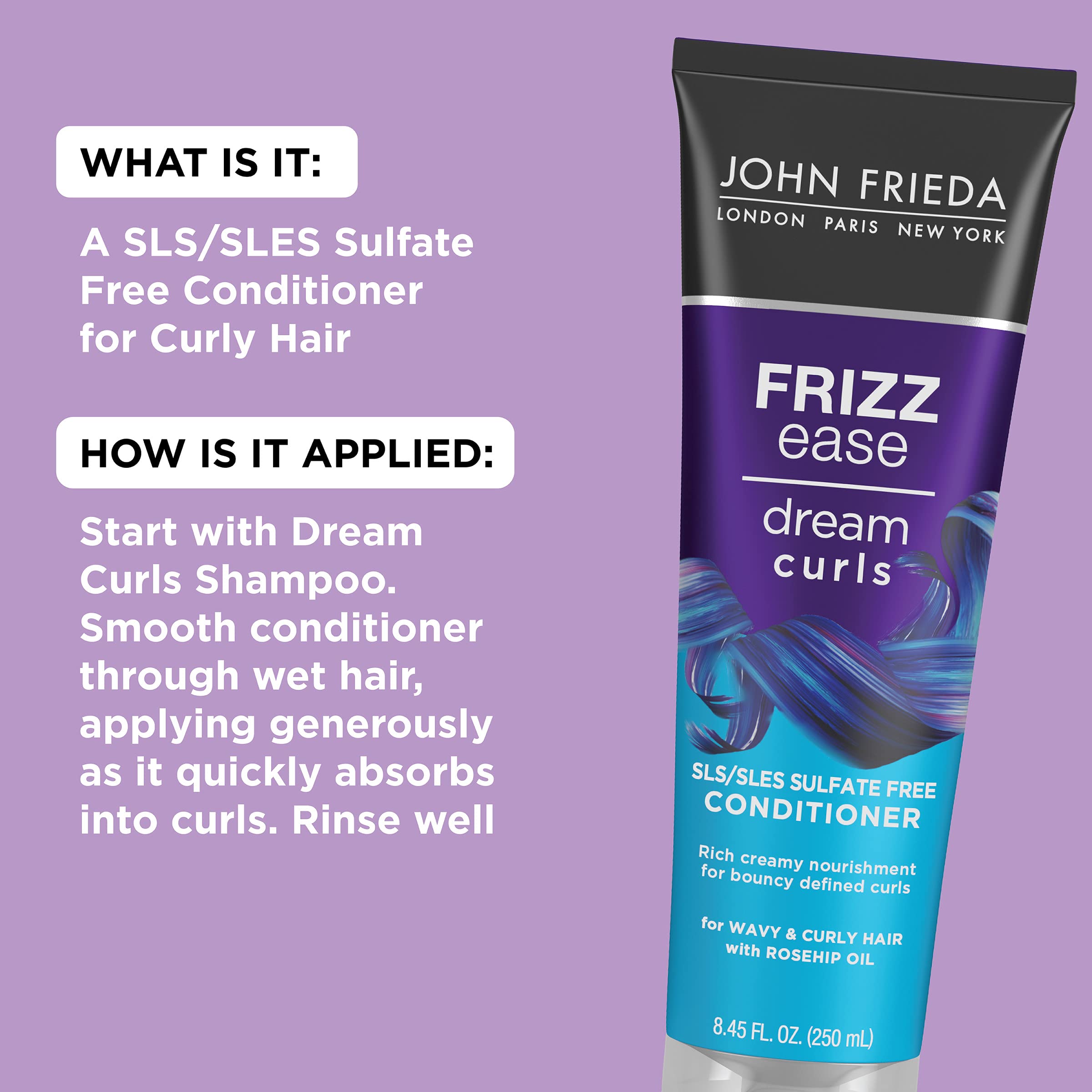 John Frieda Frizz Ease Dream Curls Curly Hair Conditioner, SLS/SLES Sulfate-Free