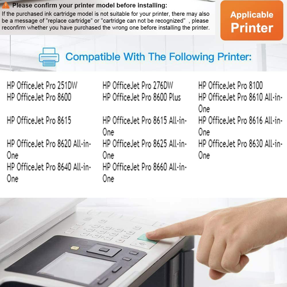 Yulain Compatible Ink Cartridge Replacement Inkjet for HP 950 951 950XL 951XL Use with HP Officejet Pro 8600 8610 8620 8630 8640 8625 8615 8100 251dw 271dw 276dw Printer, 5 Packs/Set