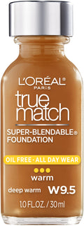 L’Oréal Paris Makeup True Match Super-Blendable Liquid Foundation, Deep Warm W9.5, 1 Fl Oz,1 Count