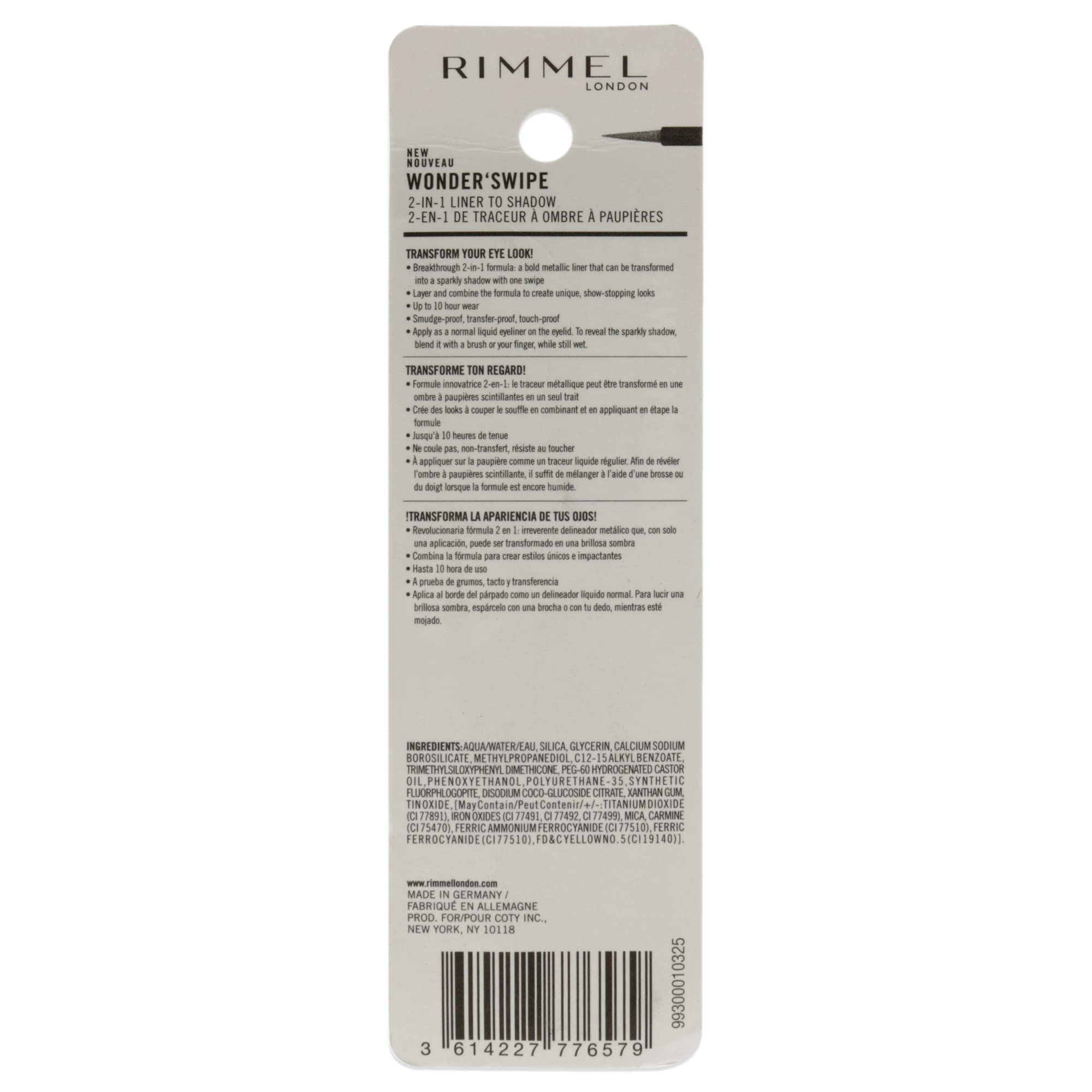 Rimmel Wonder Swipe 2-in-1 Liner to Shadow Eyeliner Women 0.06 Oz