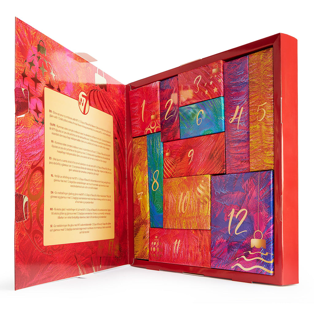W7 12 Days of Beautiful Advent Calendar 2025-12 Individually Boxed Makeup & Cosmetic Surprises - Cruelty Free, Christmas Stocking Stuffer
