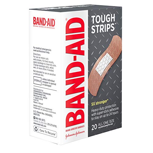Band-Aid Brand Tough Strips Adhesive Bandage for Minor Cuts & Scrapes, All One Size, 20 ct
