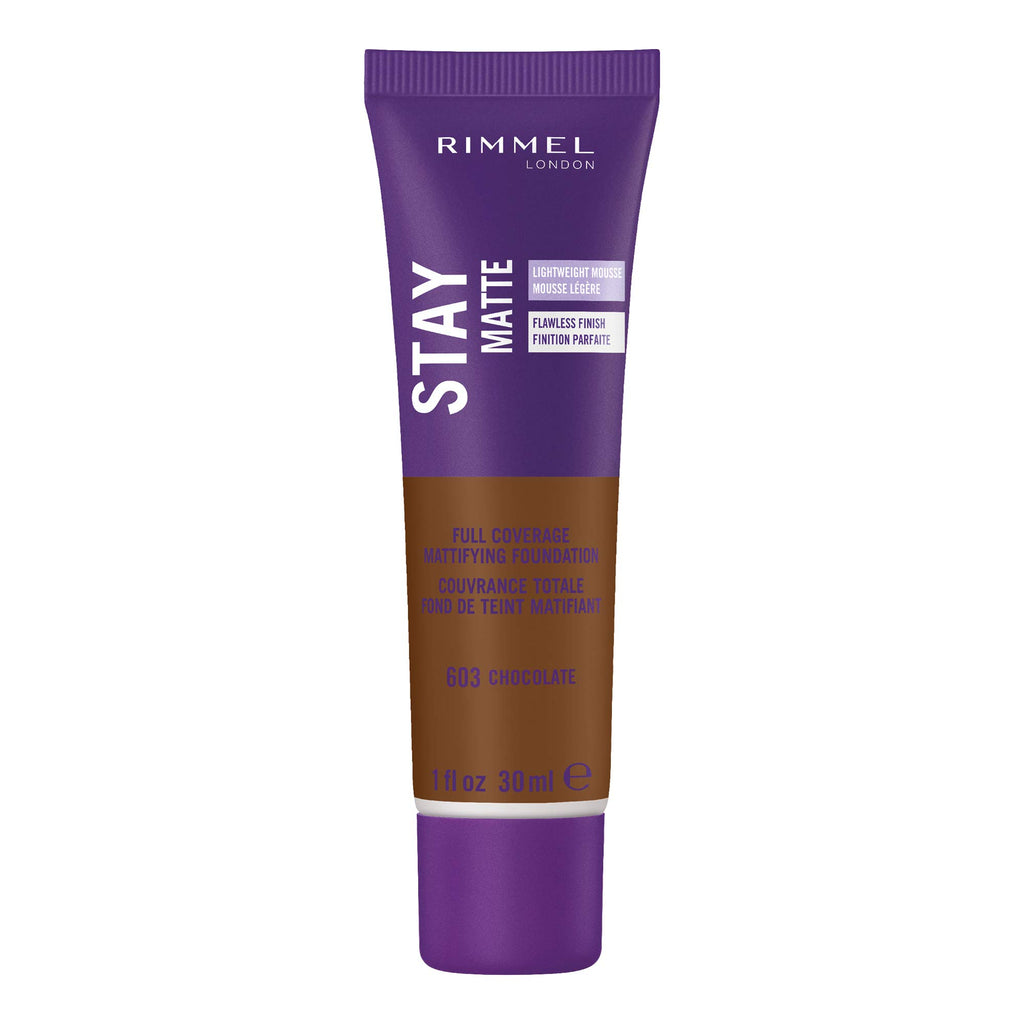 Rimmel London Stay Matte Liquid Mousse - 603 Chocolate - Foundation, Lightweight, Shine Control, Oil-Free, 1oz