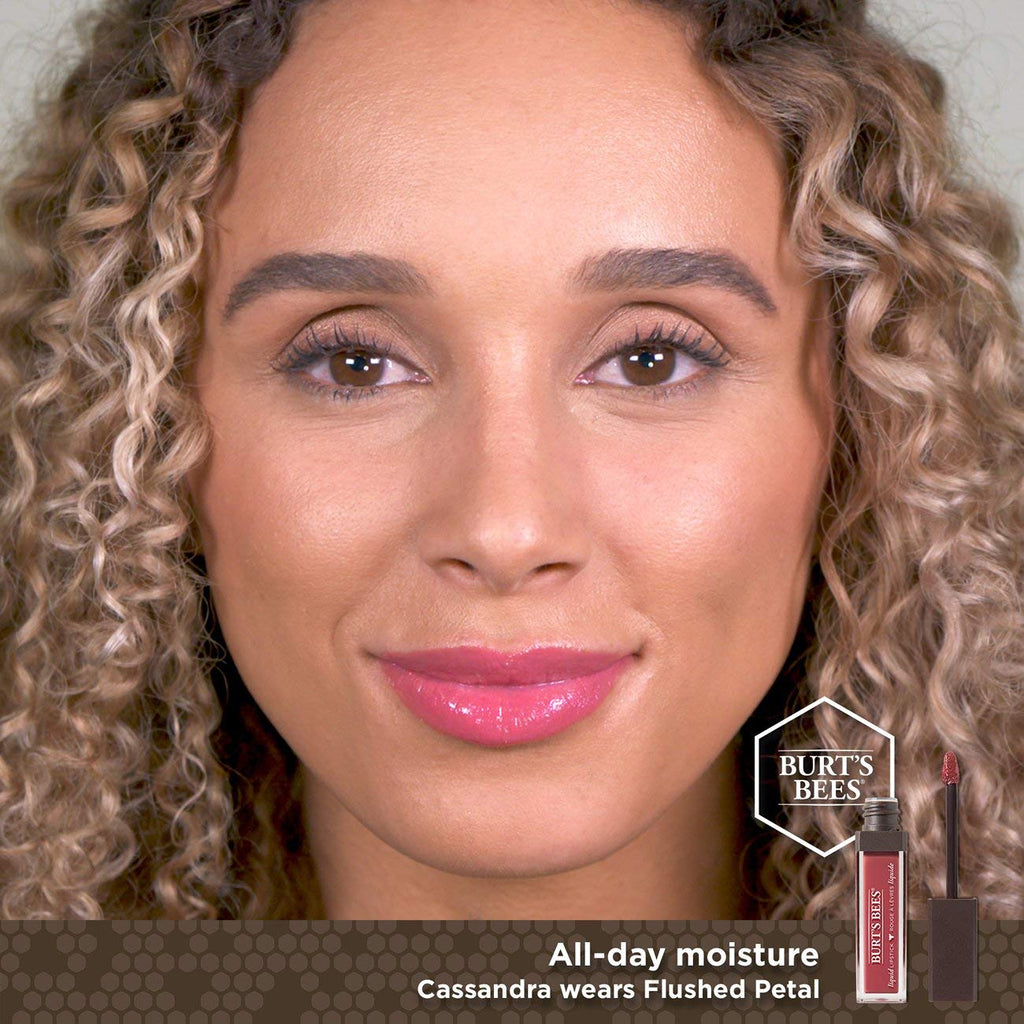 Burt's Bees 100% Natural Glossy Liquid Lipstick, Flushed Petal,1 Tube