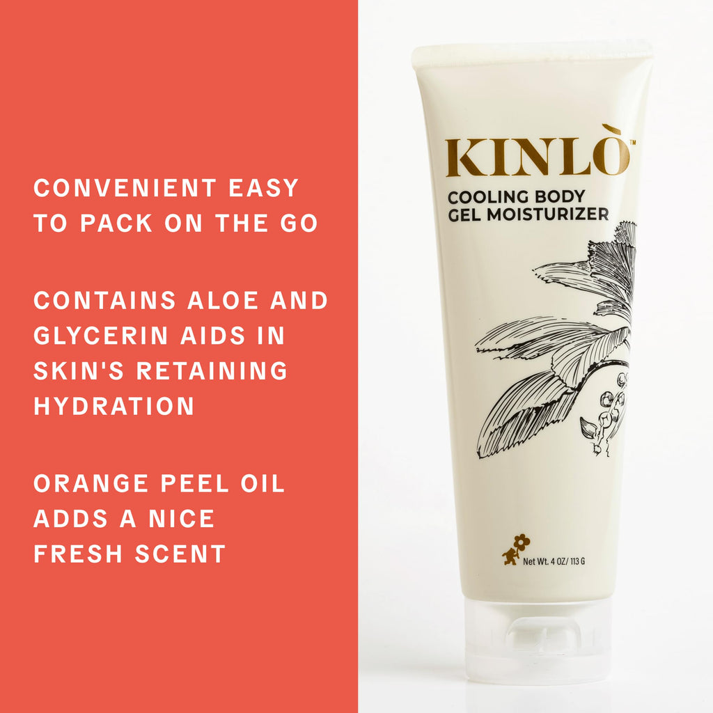 Kinlo Cooling Body Gel Moisturizer| Aloe Glycerin Menthol Tangerin Hydrating Body Lotion | Black Owned Skincare 4 fl oz Body Gel for Summer Weather