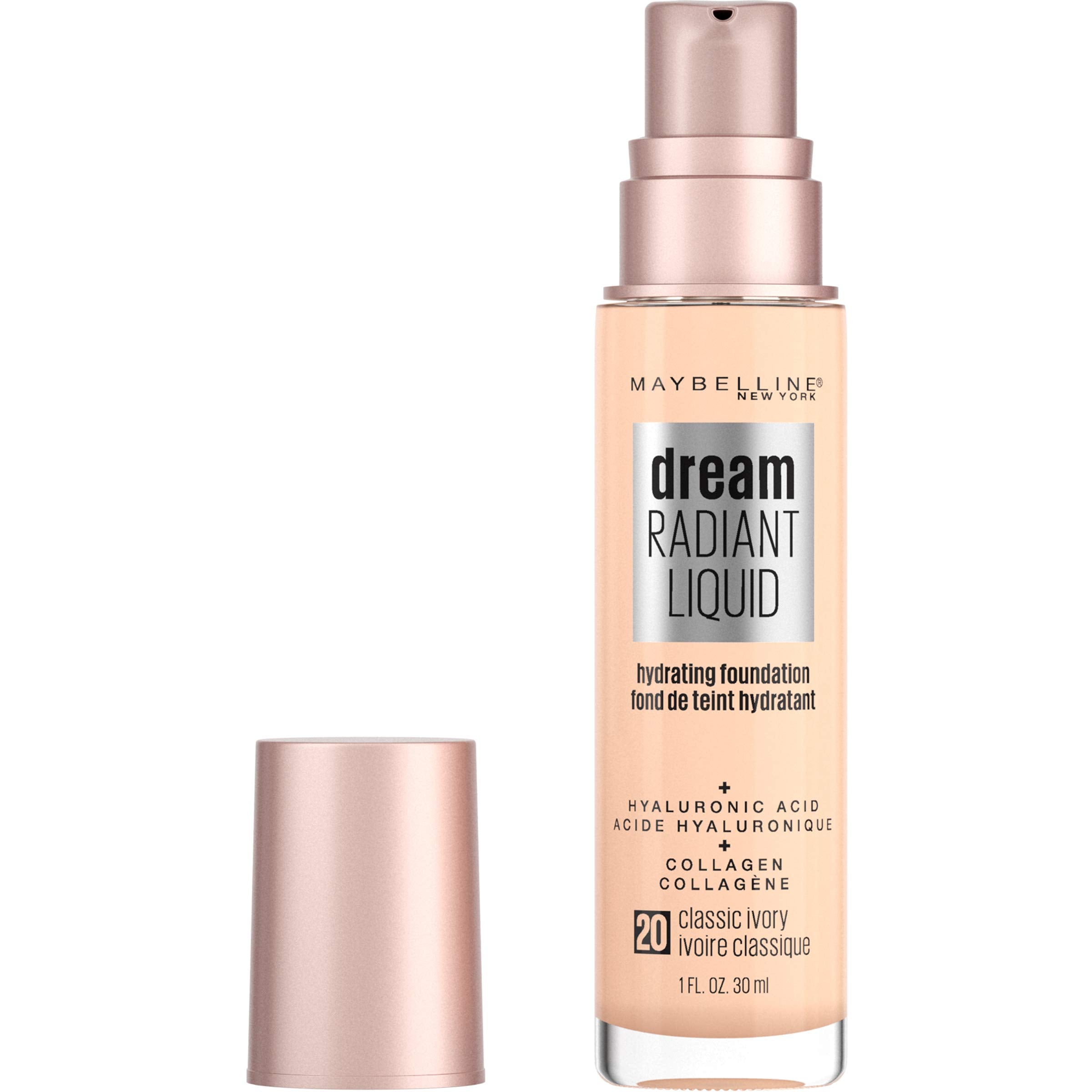 Maybelline dream Radiant Liquid Medium Coverage Hydrating Makeup, Lightweight Liquid Foundation, Alabaster, 1 Fl. Oz