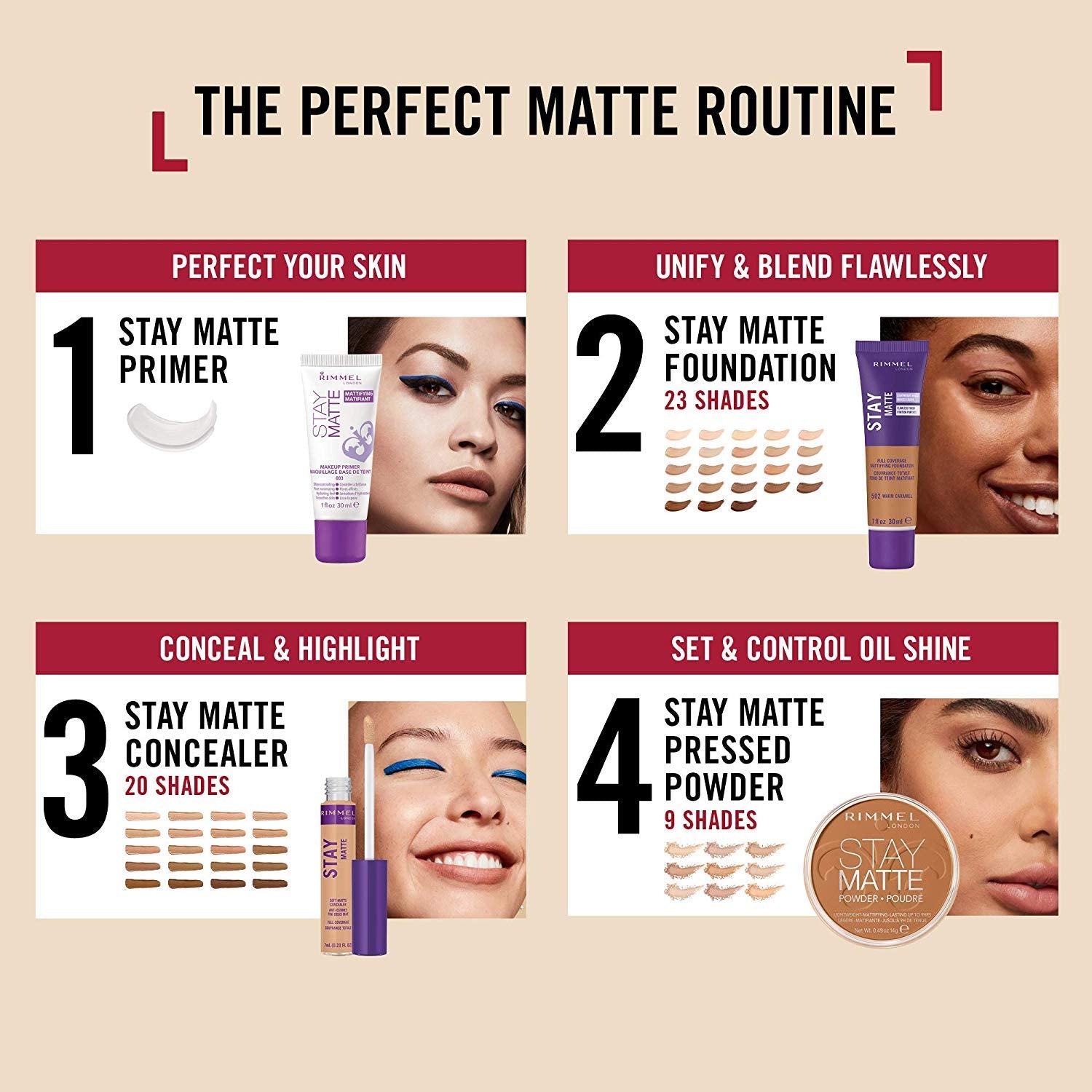 Rimmel Stay Matte Foundation Soft Beige 1 Fluid Ounce Bottle Soft Matte Powder Finish Foundation for a Naturally Flawless Look