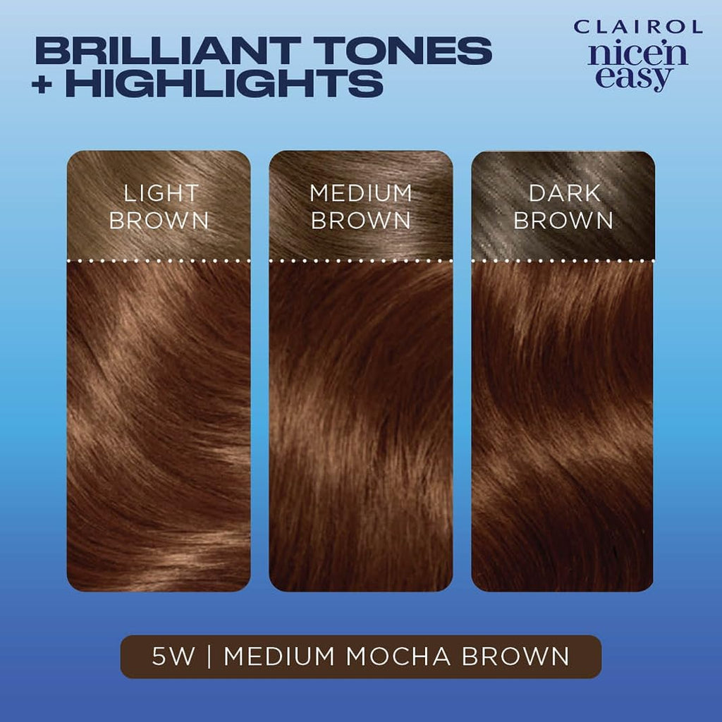 Clairol Nice'n Easy Permanent Hair Dye, Natural-Looking Brown Hair Color with 100% Gray Coverage