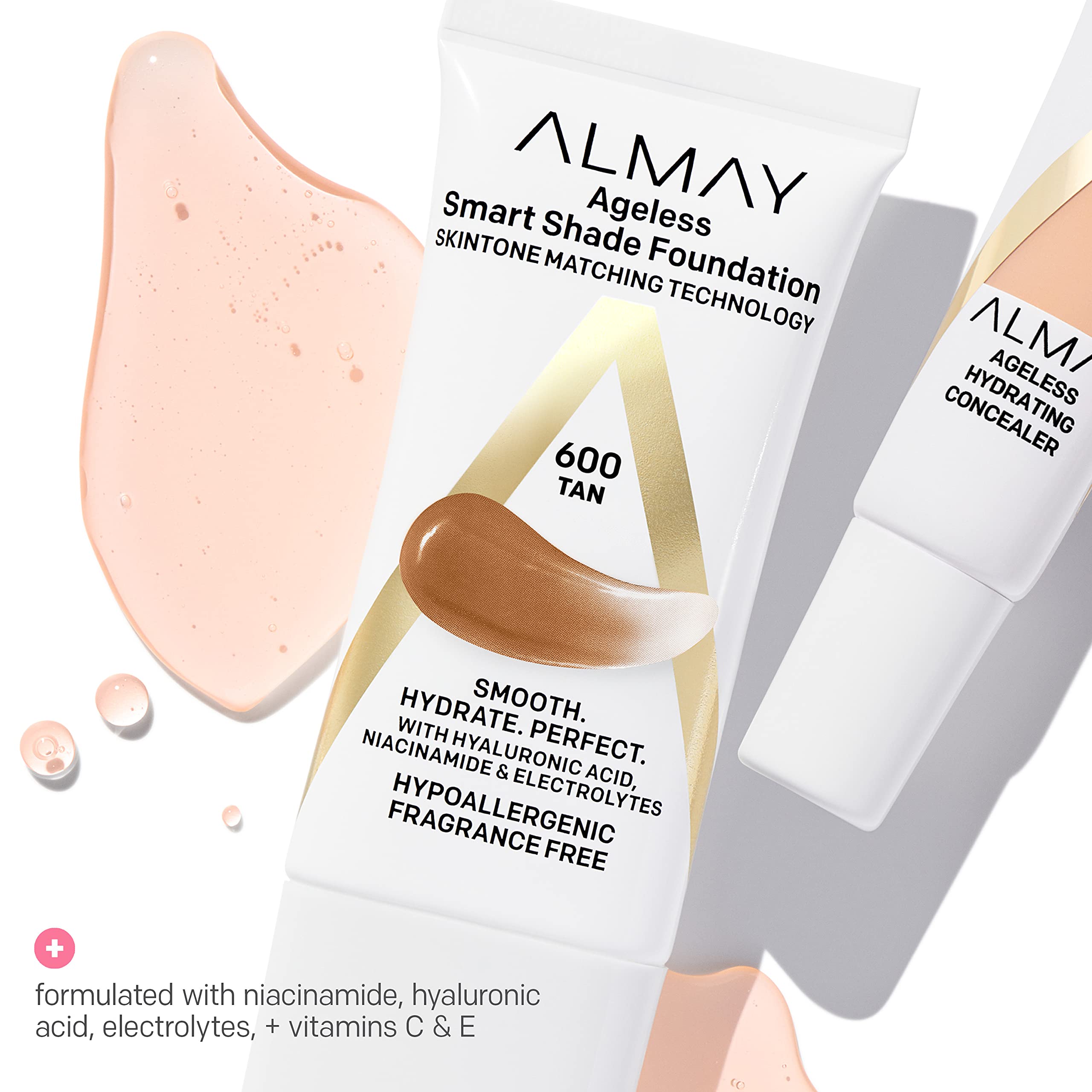 Anti-Aging Foundation by Almay, Smart Shade Face Makeup with Hyaluronic Acid