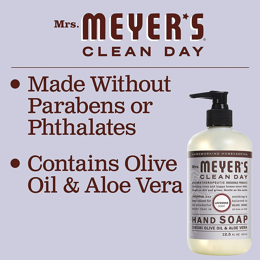 Mrs. Meyer's Liquid Hand Soap, Cruelty Free and Biodegradable Hand Wash Formula Made with Essential Oils,16 oz - Pack of 2 (Lavender)