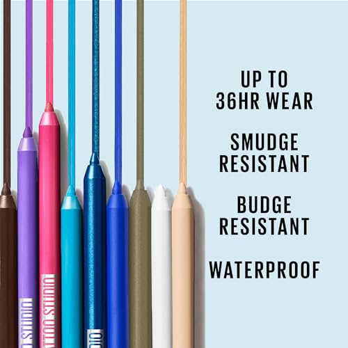 MAYBELLINE New York Tattoo Studio Long Lasting Sharpenable Eyeliner Pencil Glide on Smooth Gel Pigments with 36 Hour Wear Waterproof