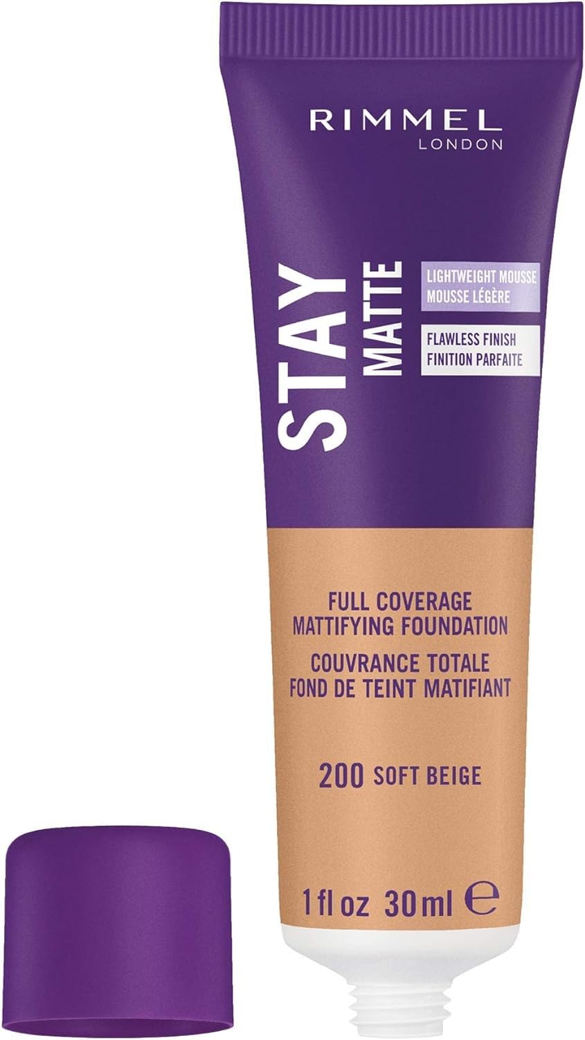 Rimmel Stay Matte Foundation Soft Beige 1 Fluid Ounce Bottle Soft Matte Powder Finish Foundation for a Naturally Flawless Look