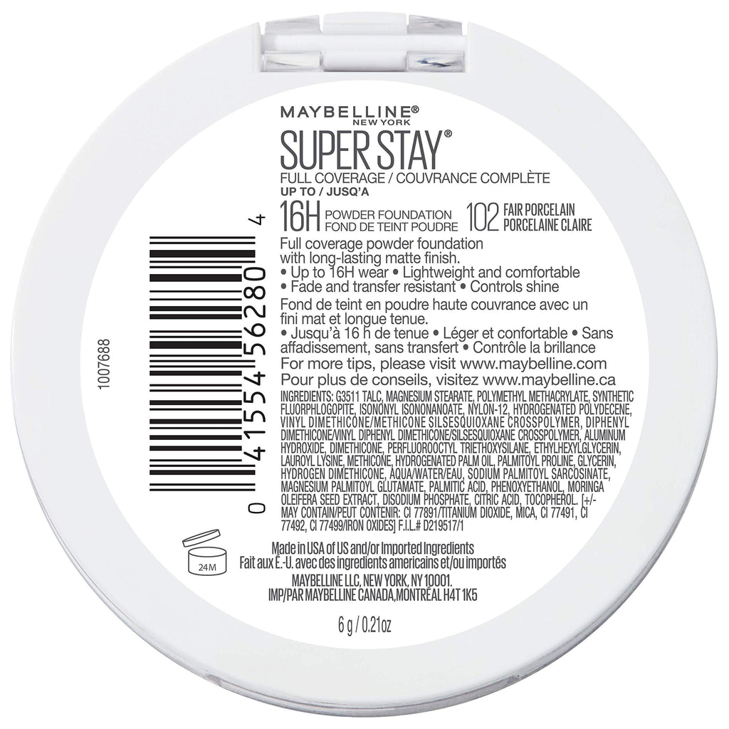 Maybelline Super Stay Full Coverage Powder Foundation Makeup Up to 16 Hour Wear Soft Creamy Matte 1 Count