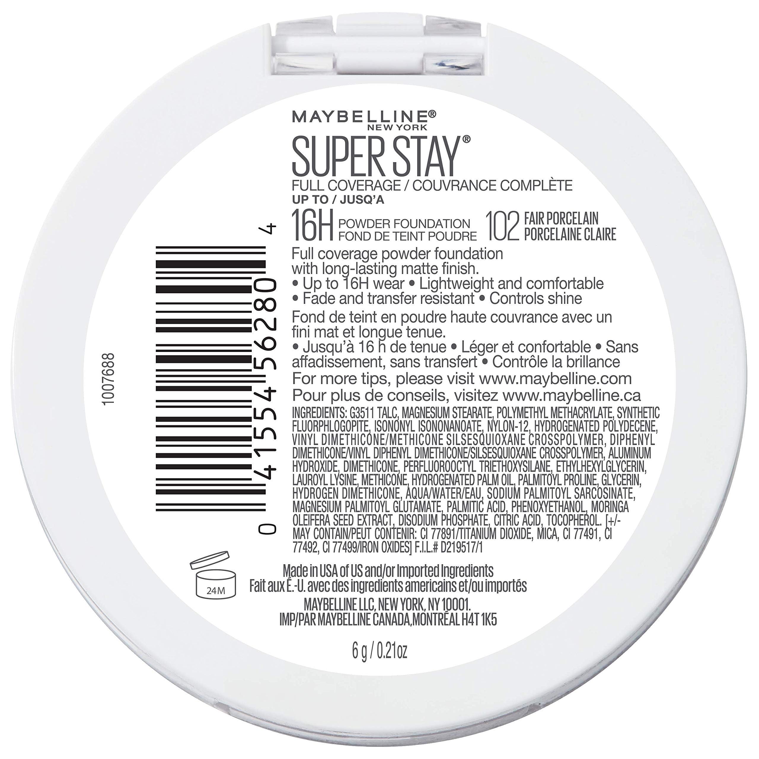 Maybelline Super Stay Full Coverage Powder Foundation Makeup Up to 16 Hour Wear Soft Creamy Matte 1 Count