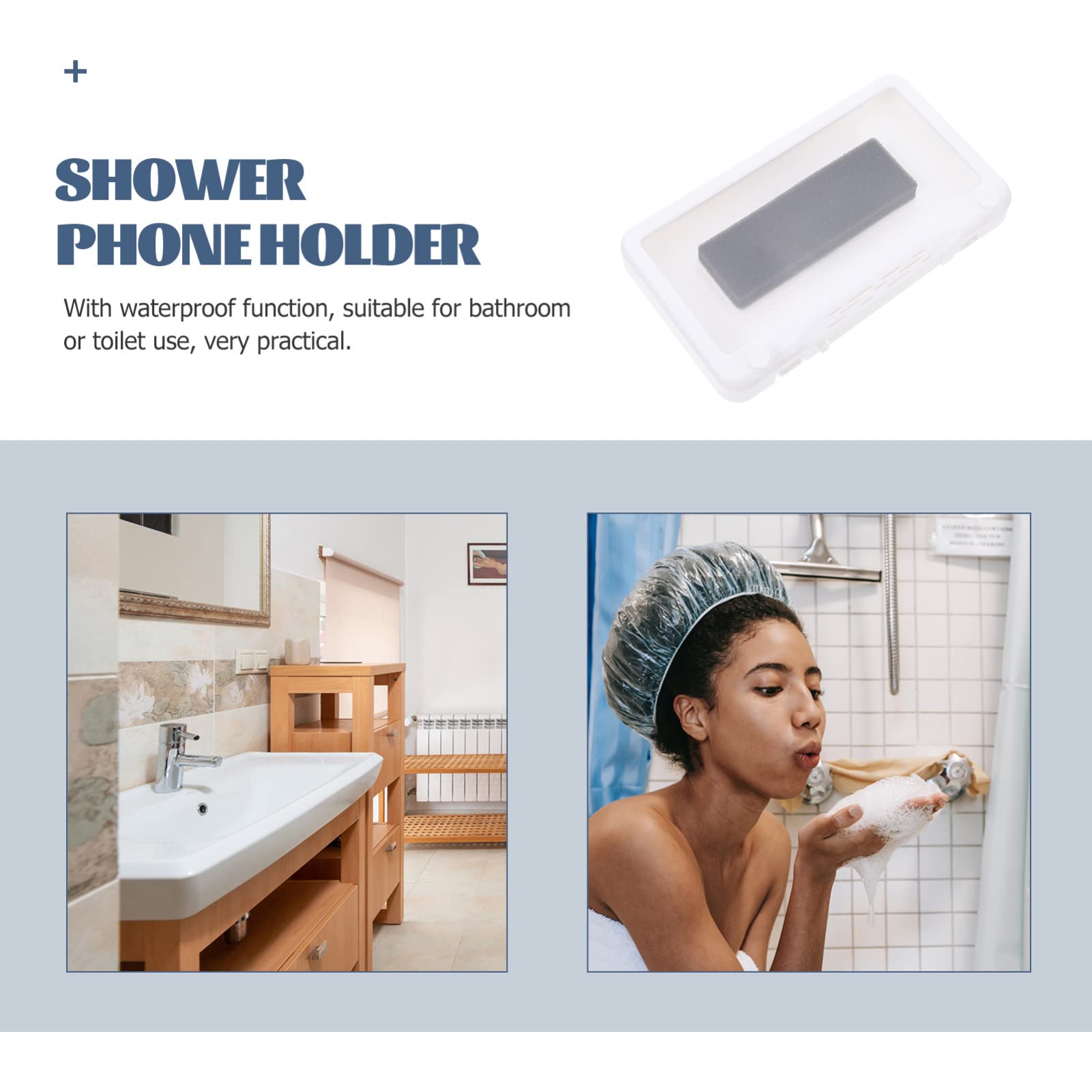 UKCOCO 4pcs Box Mobile Phone Holder Shower Phone Wall Mount Shower Phone Mount Shower Case Shower Wall Phone Holder Bathroom Phone Holder Wall Case for Phone Plastic Watch Tv Glass White