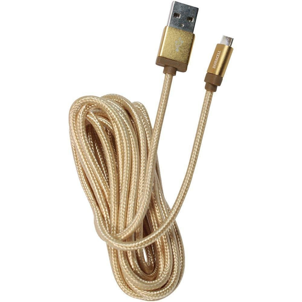 Duracell(R) Micro-USB Sync Charge Cable, 10in, Gold