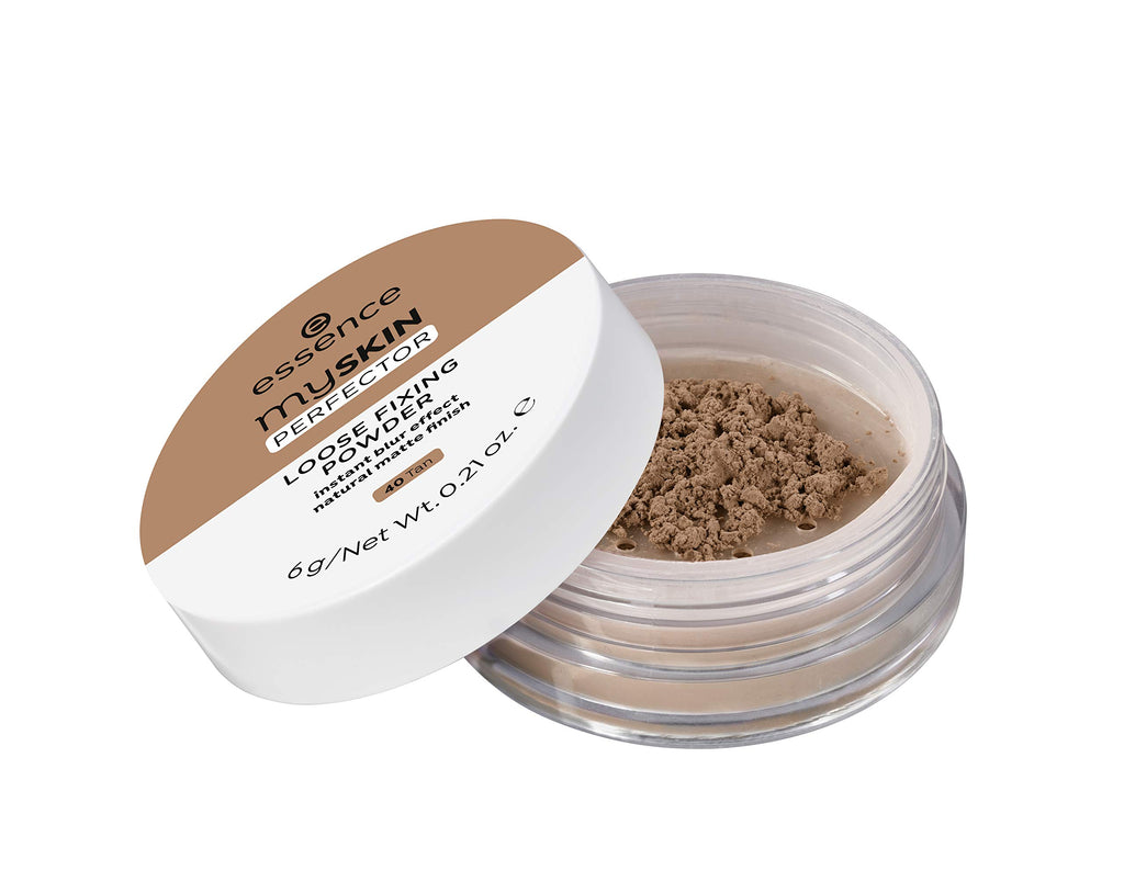 essence | My Skin Perfector Loose Fixing Powder | Instant Blur Effect & Natural Matte Finish | Vegan, Paraben Free, Gluten Free, Oil Free | Cruelty Free (40 | Tan)
