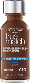 L’Oréal Paris Makeup True Match Super-Blendable Liquid Foundation, Espresso C10, 1 Fl Oz,1 Count