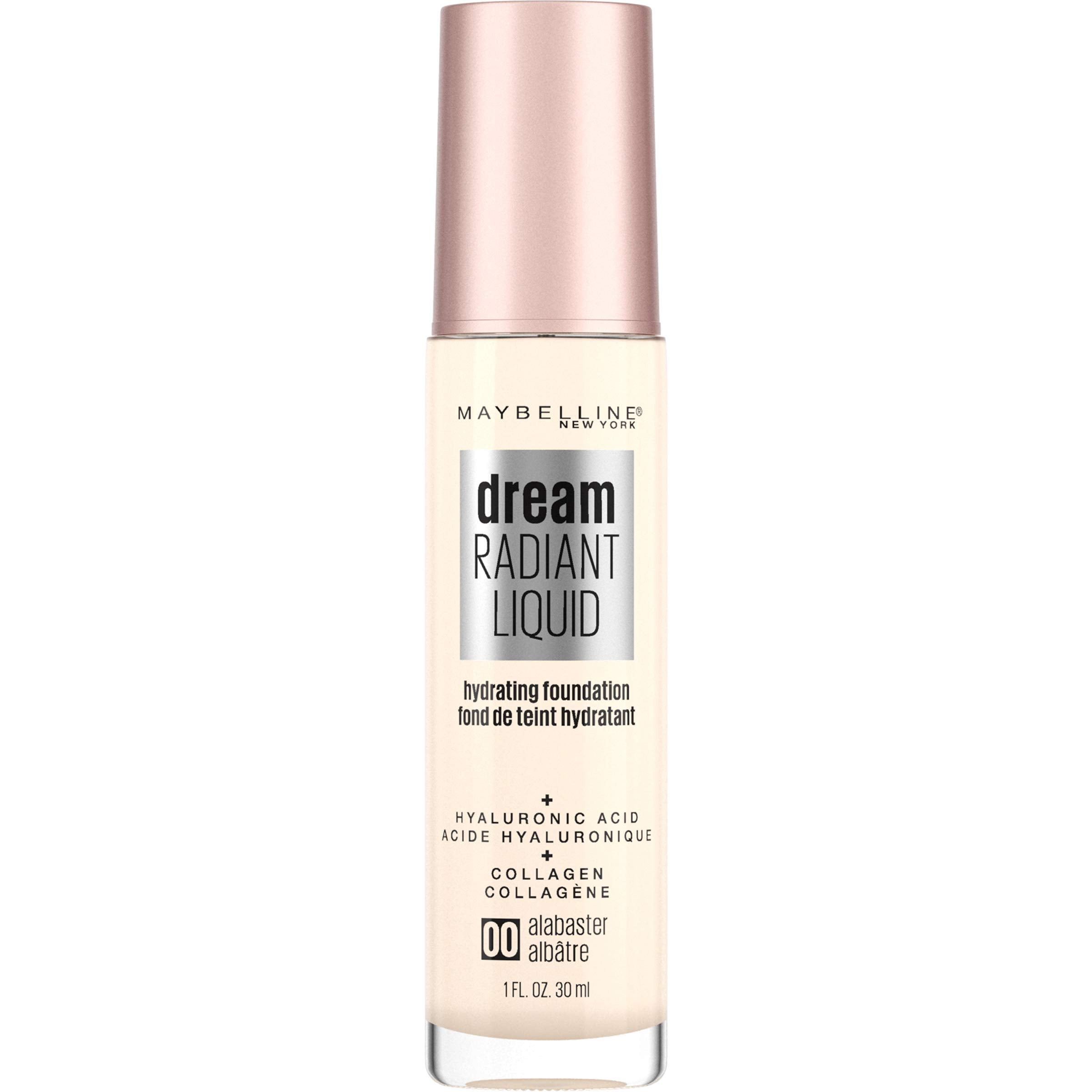 Maybelline dream Radiant Liquid Medium Coverage Hydrating Makeup, Lightweight Liquid Foundation, Alabaster, 1 Fl. Oz