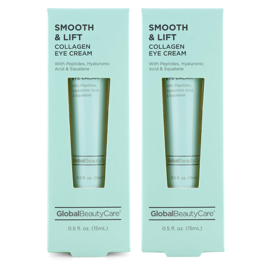 Global Beauty Care Smooth & Lift Collagen - Eye Cream wiith Peptides, Hyaluronic Acid & Squalane, 0.5 fl oz (1-Pack, 2-Pack, or 3-Pack Options)